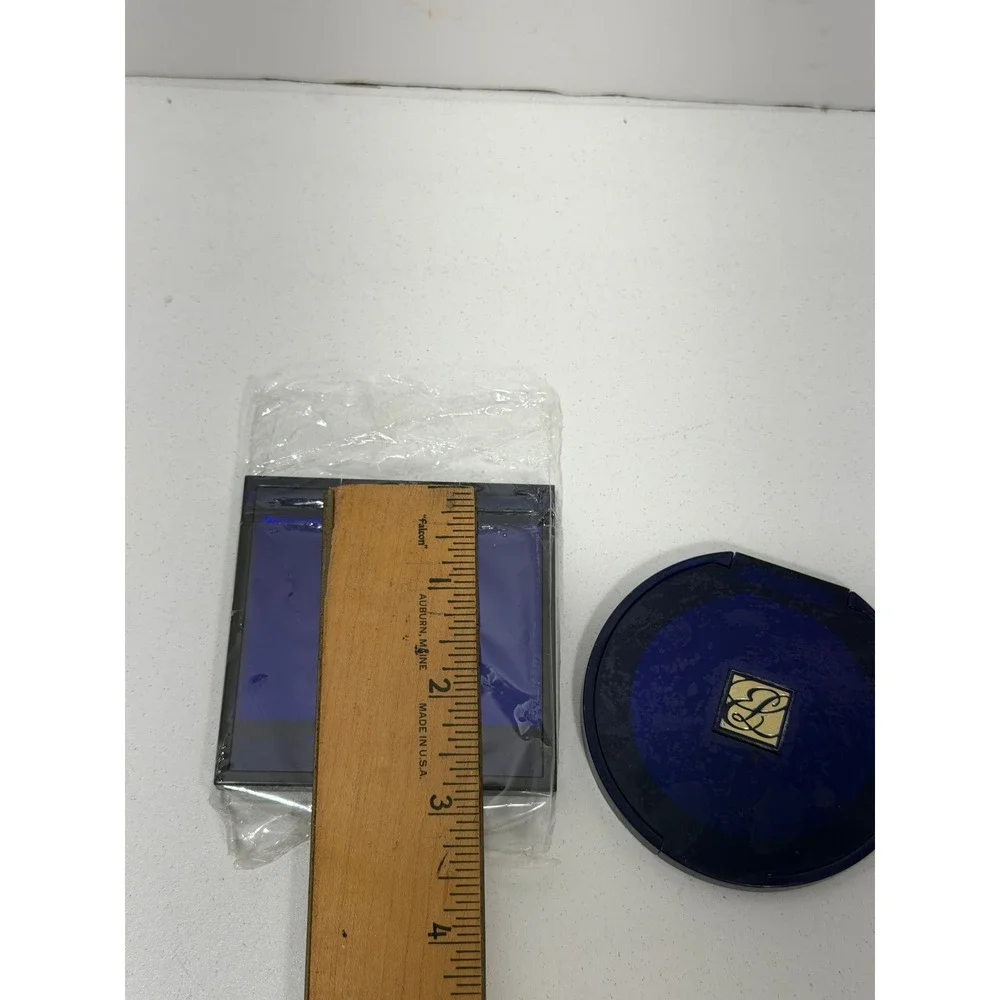 Estee Lauder Cobalt Blue Gold Logo Compact Mirror Set Square Round Vintage Style
